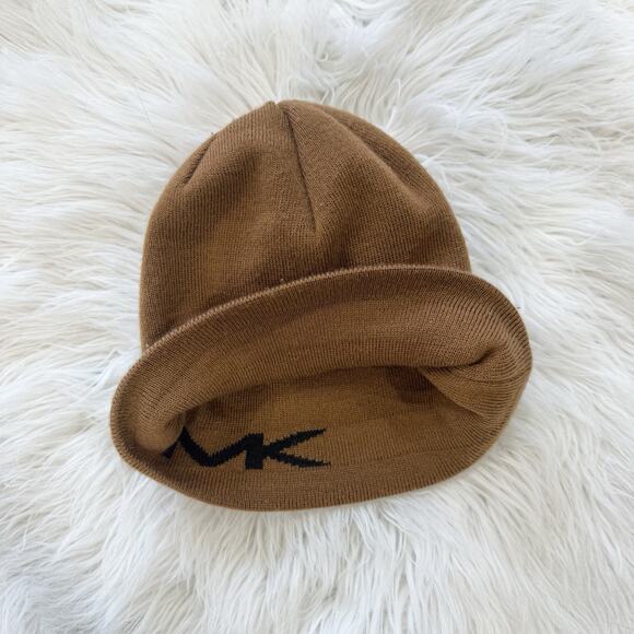 Mens Michael Kors Brown Beanie Skully Logo - Picture 1 of 5